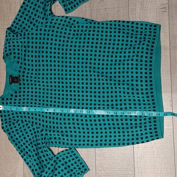 Ann Taylor Factory US XL Light Turquoise Crew Neck Patterned Top/Sweater - Picture 8 of 8